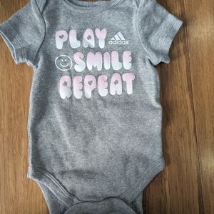 Adidas Gray and Pink ombre baby One Piece bodysuit